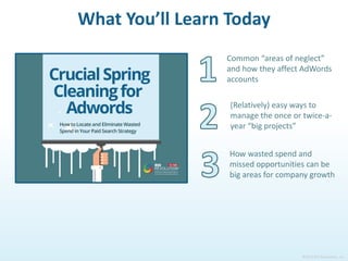What You’ll Learn Today
©2015 ROI Revolution, Inc.
Common “areas of neglect”
and how they affect AdWords
accounts
(Relatively) easy ways to
manage the once or twice-a-
year “big projects”
How wasted spend and
missed opportunities can be
big areas for company growth
 