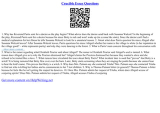 Crucible Essay Questions | PPT