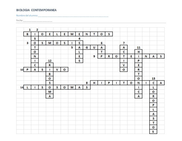 Crucigrama biologia