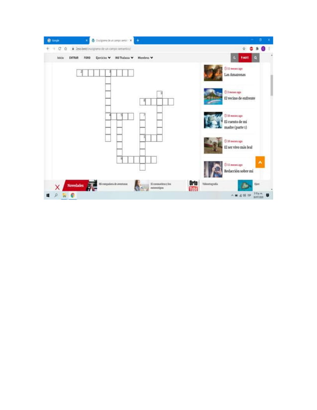 Crucigrama de campo semantico