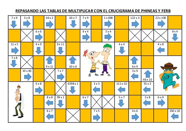 CRUCIGRAMA PHINEAS Y FERB (Repaso de las tablas de multiplicar)