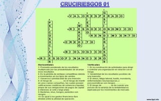 1
3 G
2 V A L O R E S P E R A D O
4 I S
P 5 E T
S M S I
I 6 R I E S G O E C O N O M I C O
C R O N
O C 7 R E N D I M I E N T O
S A E
O 8 C R E D I T O R
C O I
I E
A 9 B I O L O G I C O S
L G
10 R I E S G O F I N A N C I E R O
S S
 