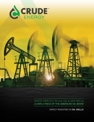 DIRECT INVESTING IN OIL WELLS
INVEST DIRECTLY IN U.S. OIL & GAS WELLS
& OWN A PIECE OF THE AMERICAN OIL BOOM
 