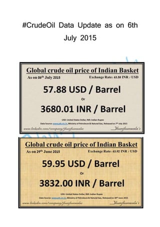 #CrudeOil Data Update as on 6th
July 2015
 