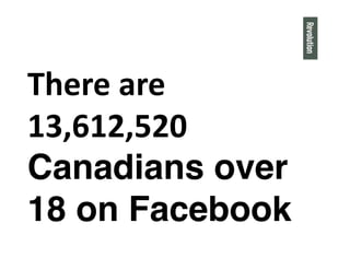 There
are
13,612,520
Canadians over
18 on Facebook"