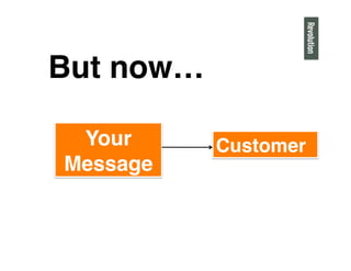 But now…"
Your Customer"
Message"