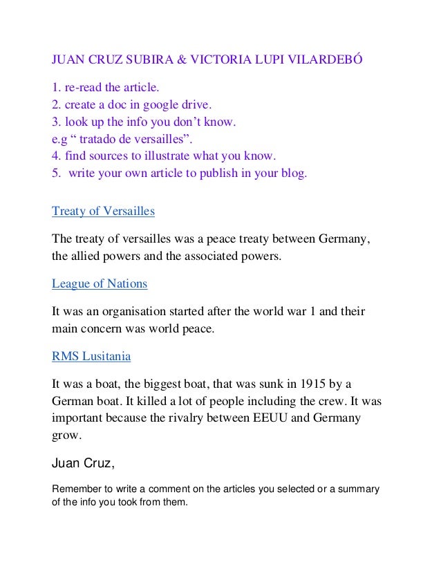 Article of ww1