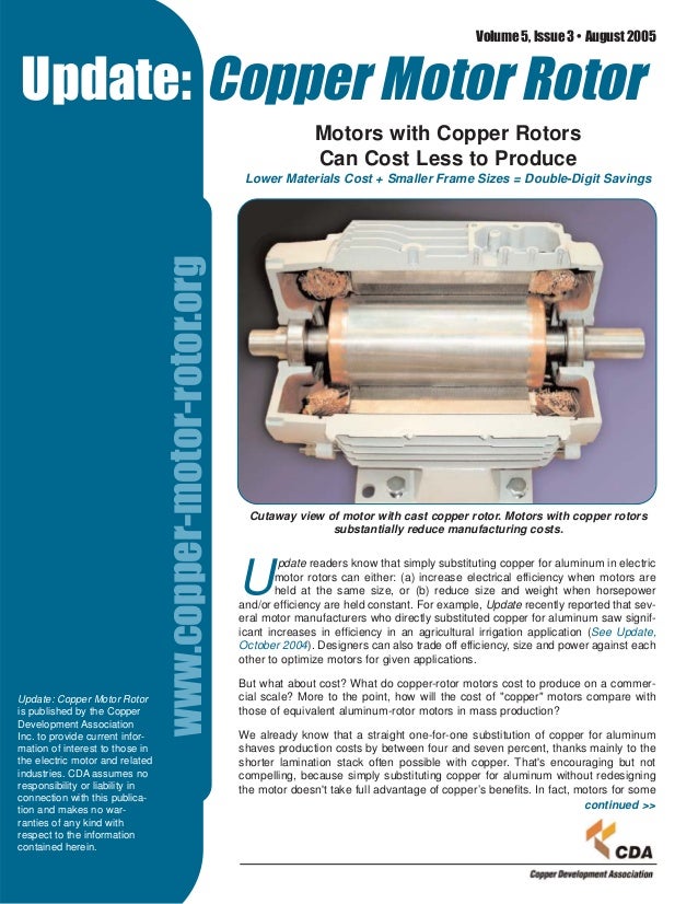 Motors with Copper Rotors Can Cost Less to Produce