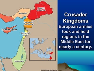 Crusader
  Kingdoms
European armies
 took and held
 regions in the
 Middle East for
nearly a century.
 