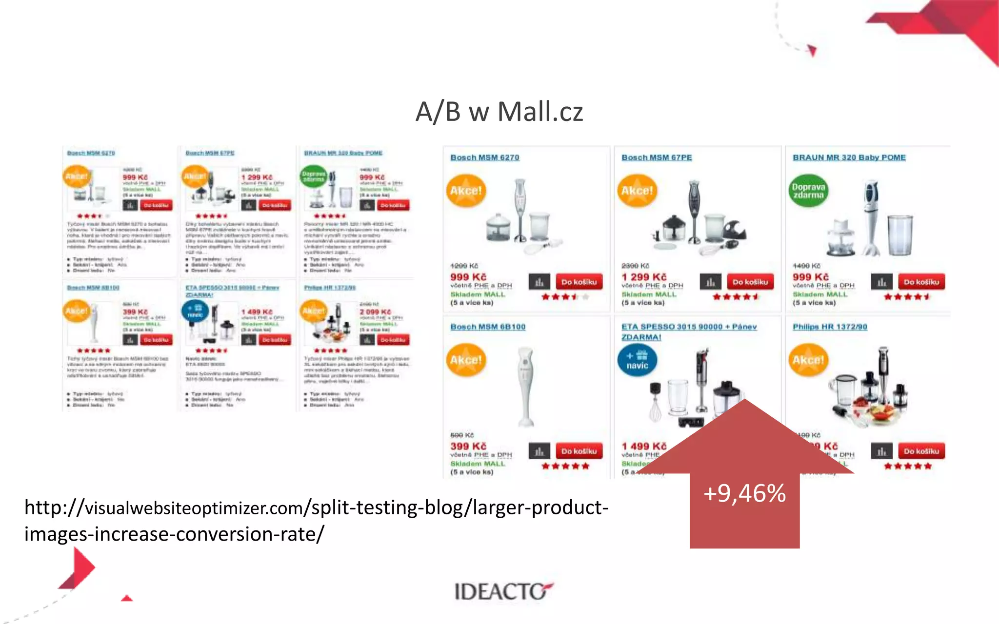 A/B w Mall.cz

http://visualwebsiteoptimizer.com/split-testing-blog/larger-productimages-increase-conversion-rate/

+9,46%

 