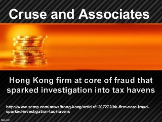 Cruse and Associates
http://www.scmp.com/news/hong-kong/article/1207272/hk-firm-core-fraud-
sparked-investigation-tax-havens
 