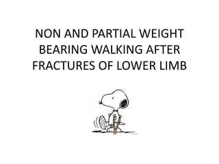 NON AND PARTIAL WEIGHT
BEARING WALKING AFTER
FRACTURES OF LOWER LIMB
 