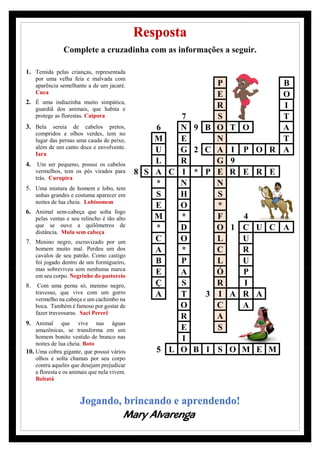 Cruzadinha - Personagens do Folclore. | PDF
