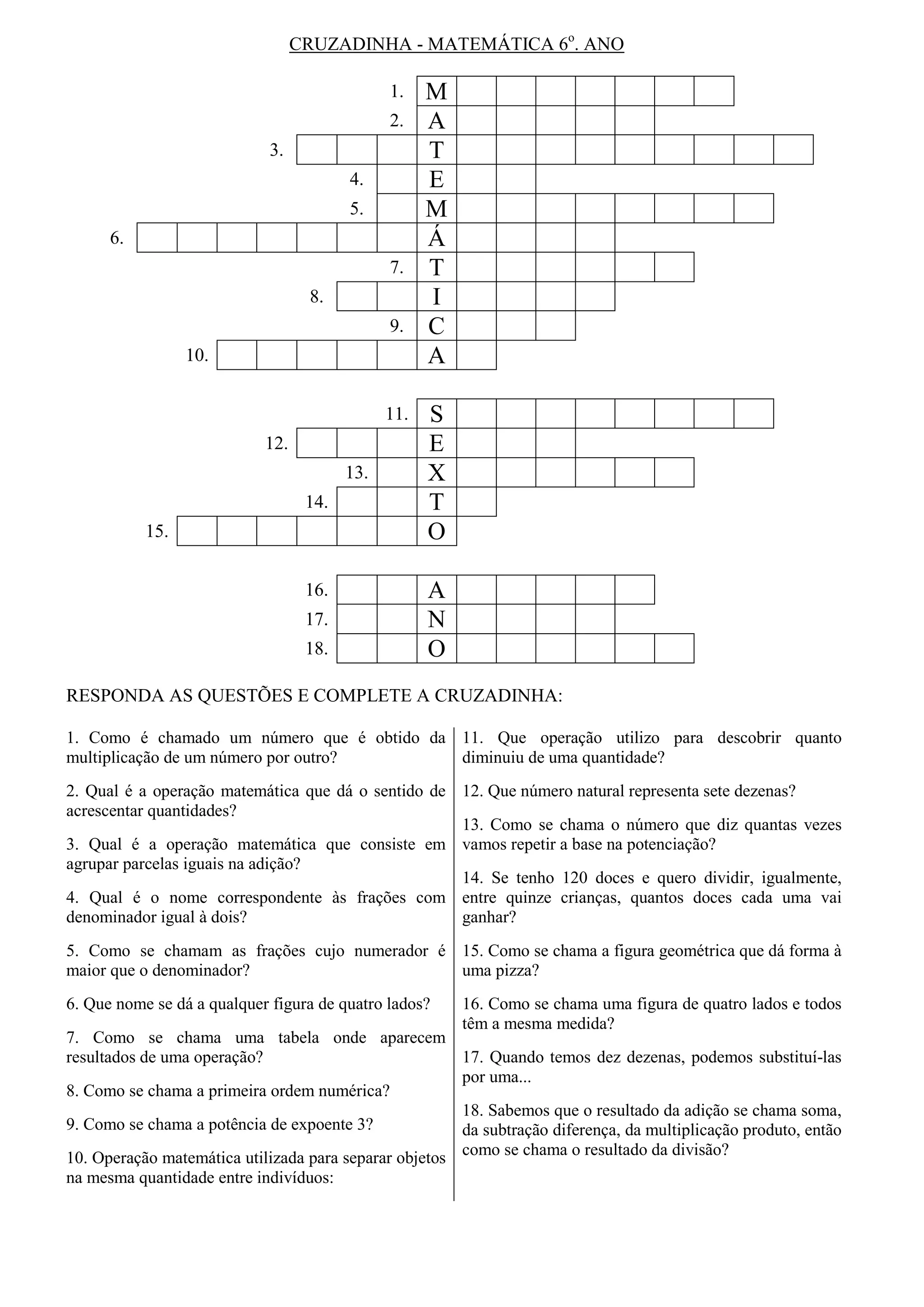 Cruzadinha 6_ano | PDF