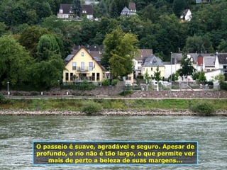 O passeio é suave, agradável e seguro. Apesar de profundo, o rio não é tão largo, o que permite ver mais de perto a beleza de suas margens... 