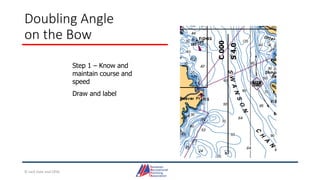 Doubling Angle
on the Bow
Step 1 – Know and
maintain course and
speed
Draw and label
C
000
S
4.0
© Jack Dale and CRYA
 