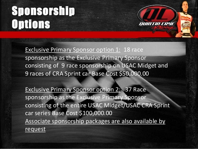 crye motorsports proposal 1 racing sponsorship proposal