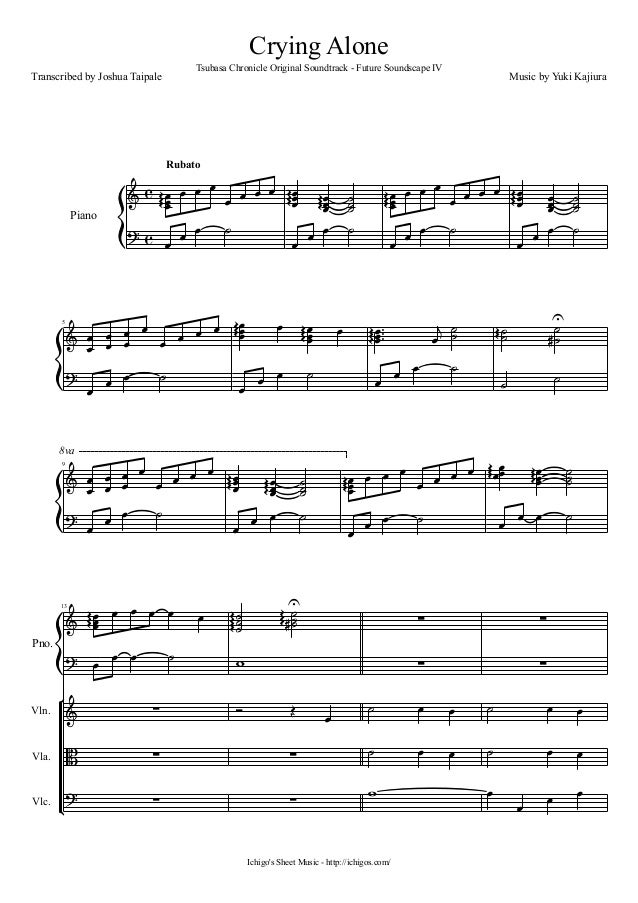 crying alone tsubasa chronicles yuki kajiura sheet music