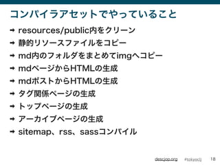 #tokyocljdescjop.org
ѥ饢åȤǤäƤ뤳
? resources/publicڤ򥯥`
? ĥ꥽`ե򥳥ԩ`
? mdڤΥեޤȤimgإԩ`
? mdک`HTML
? mdݥȤHTML
? vSک`
? ȥåץک`
? `֥ک`
? sitemaprsssassѥ
18
 