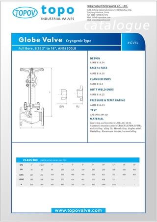 Cryogenic globe valve 300 lb topo valve catalogue