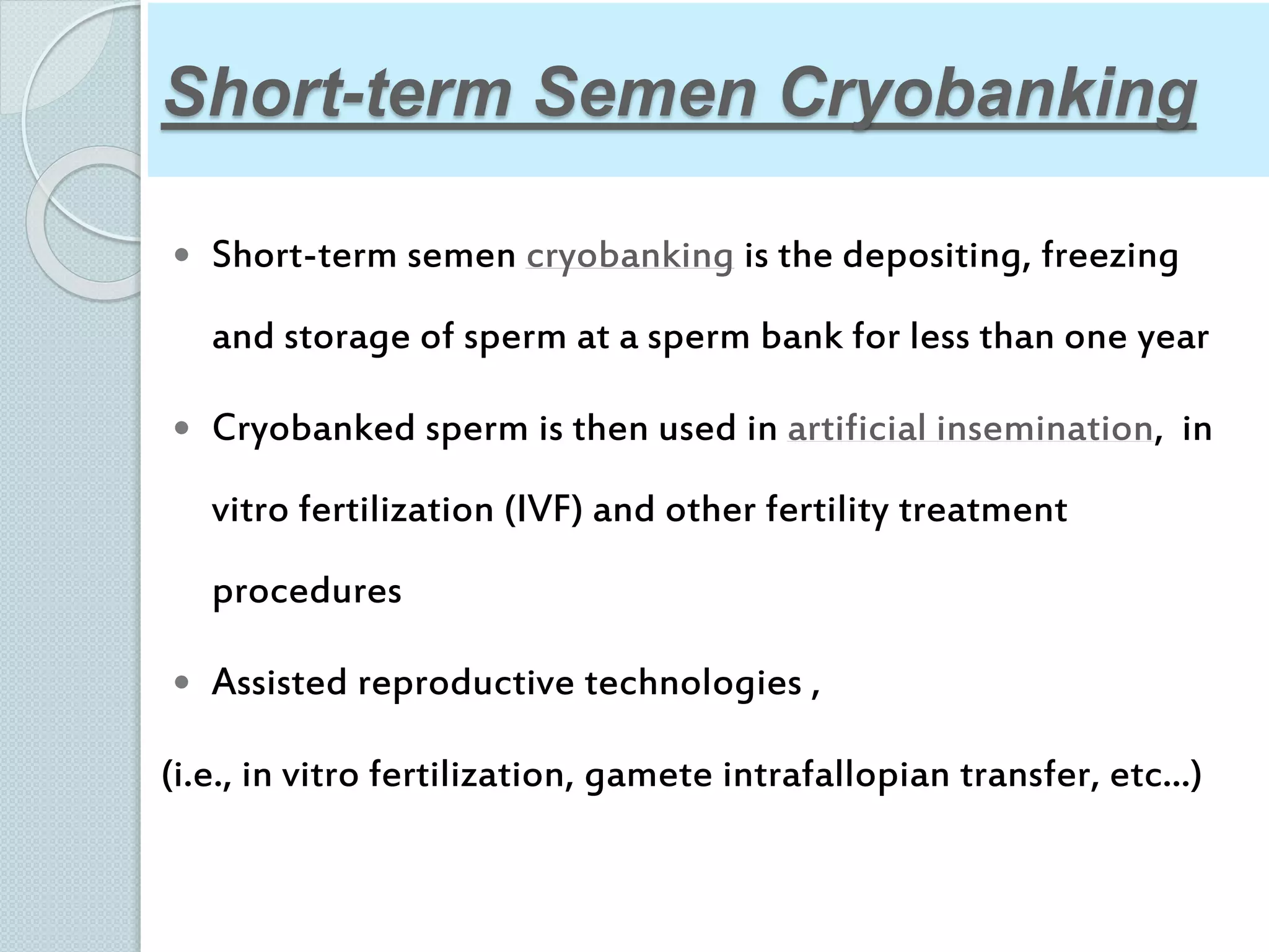 Cryopreservation,sperm banking,artificial insemination | PPTX