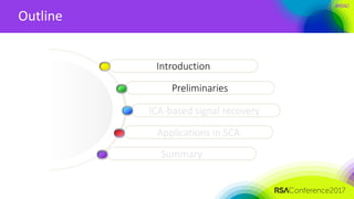 #RSAC
Outline
Applications in SCA
ICA-based signal recovery
Preliminaries
Introduction
Summary
 