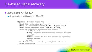 #RSAC
ICA-based signal recovery
Specialized ICA for SCA
A specialized ICA based on EM-ICA
 