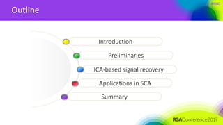 #RSAC
Outline
Applications in SCA
ICA-based signal recovery
Preliminaries
Introduction
Summary
 