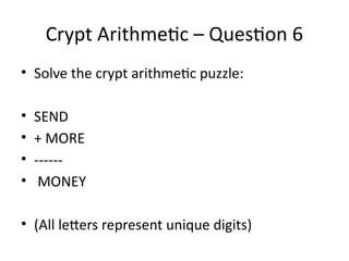 Challenging Crypt Arithmetic and Seating Arrangement Puzzles for IT ...