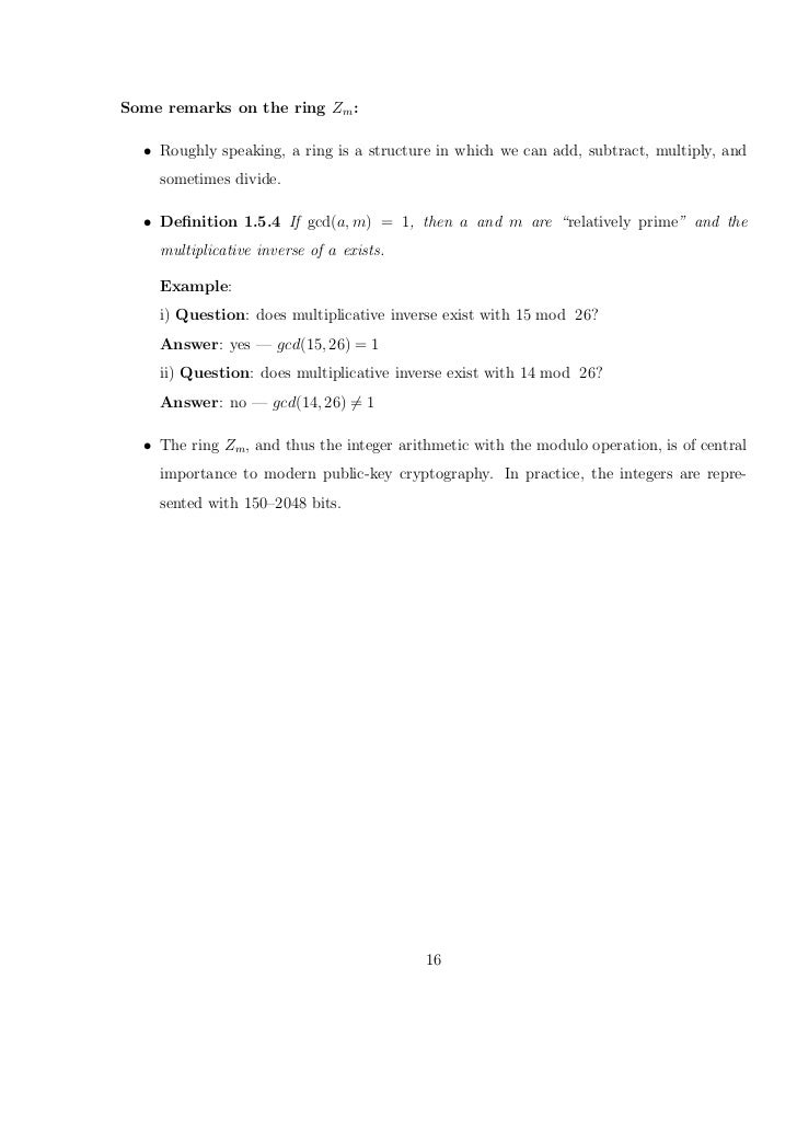 5 26 mod inverse multiplicative Crypto notes