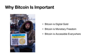 Why Bitcoin Is Important
• Bitcoin is Digital Gold

• Bitcoin is Monetary Freedom

• Bitcoin is Accessible Everywhere
 