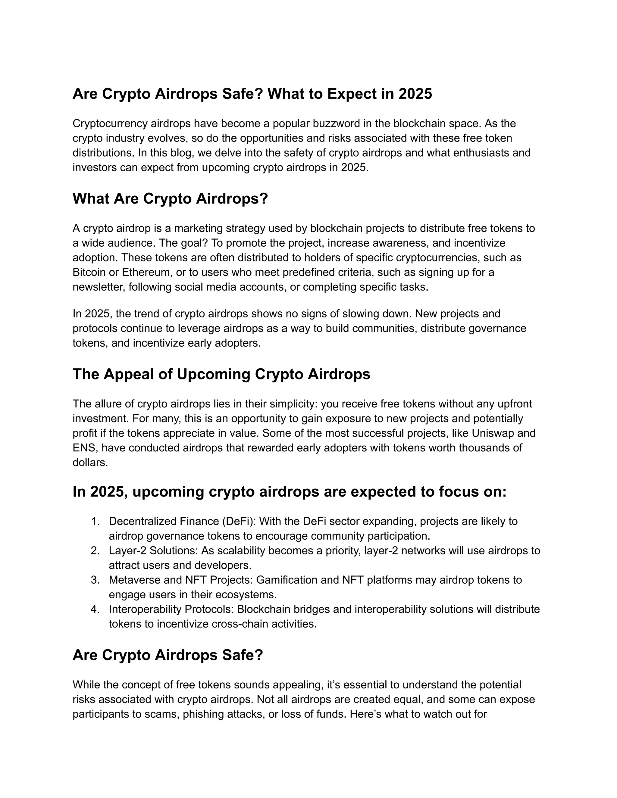 Are Crypto Airdrops Safe? What to Expect in 2025 | PDF