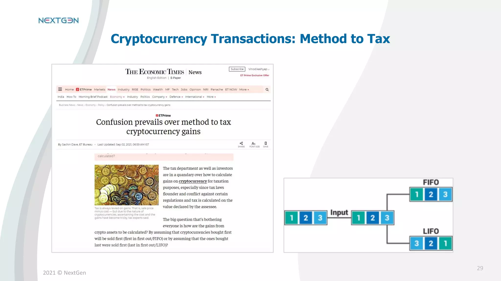 2021 © NextGen
Cryptocurrency Transactions: Method to Tax
29
 