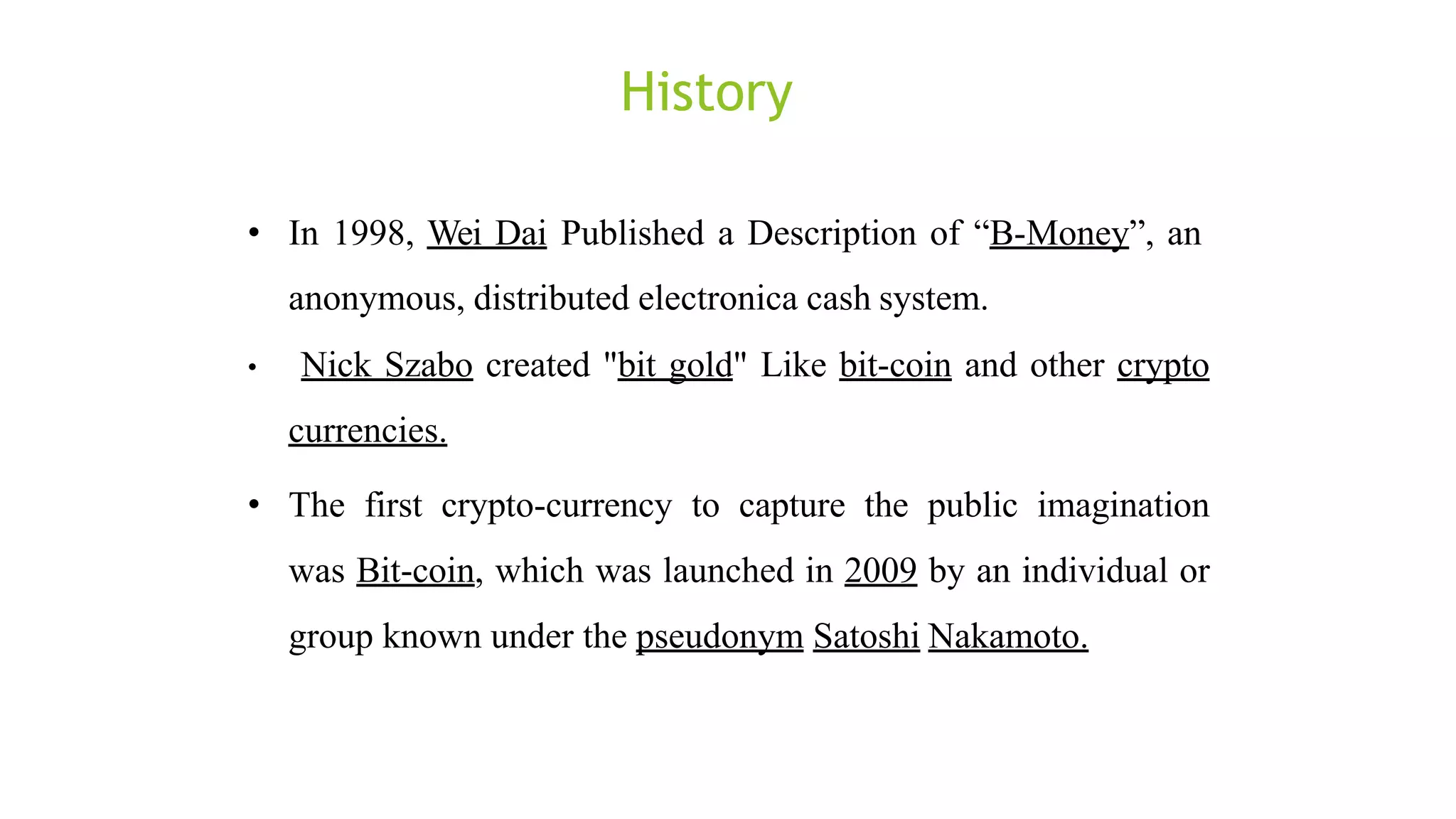 Cryptocurrency A brief History | PPTX