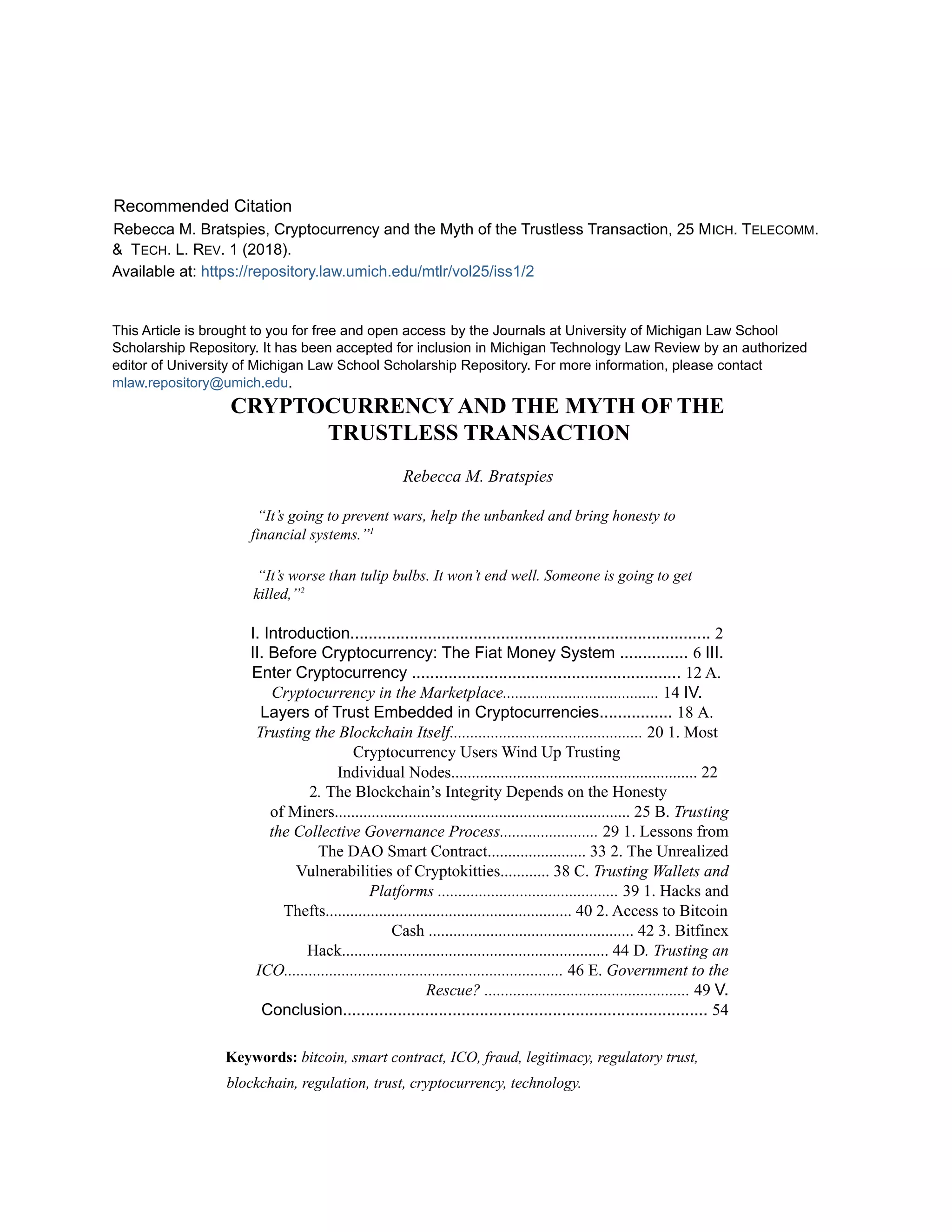 Cryptocurrency and the myth of the trustless transaction | PDF