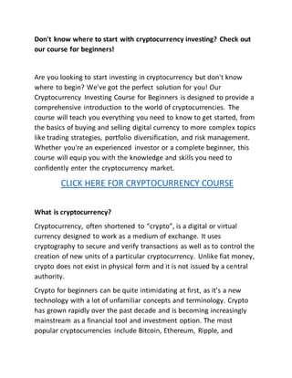 Cryptocurrency course for beginners