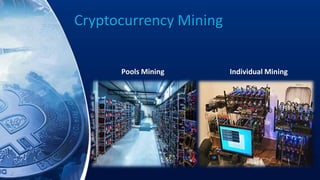 Cryptocurrency Mining
Pools Mining Individual Mining
 