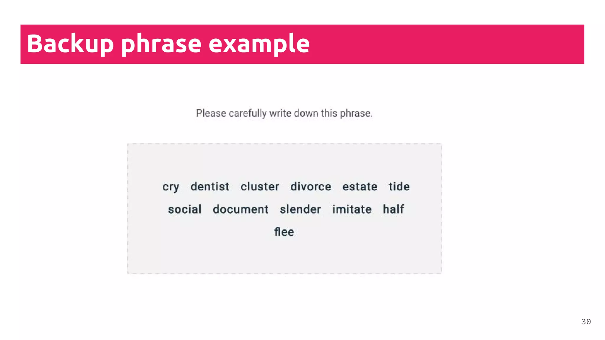 Backup phrase example
30
 