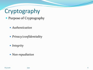 Cryptography | PPTX | Information and Network Security | Computing