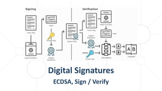 Digital Signatures
ECDSA, Sign / Verify
 