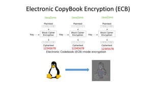 Electronic CopyBook Encryption (ECB)
JavaZone JavaZone JavaZone
12345678 12345678 12345678
 