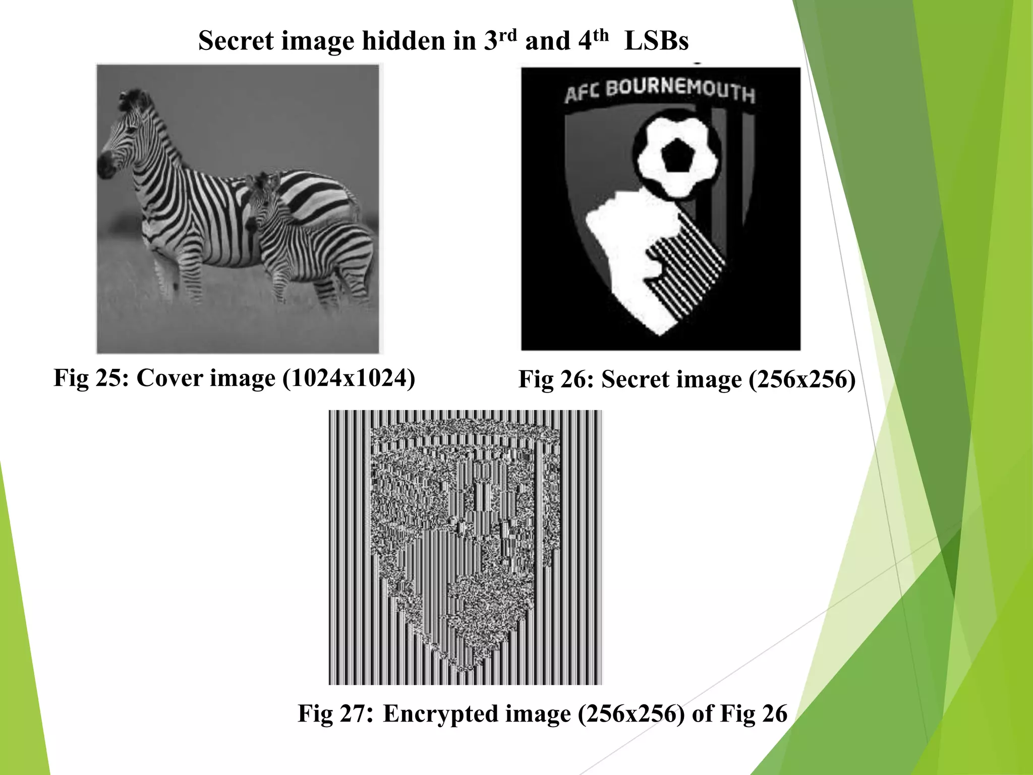 Fig 26: Secret image (256x256)Fig 25: Cover image (1024x1024)
Fig 27: Encrypted image (256x256) of Fig 26
Secret image hidden in 3rd and 4th LSBs
 