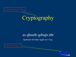 Cryptography es qbsuib qsbujn ebt lqwhuud vbvwhpv lqgld syw owg  Transposition Cipher Jumbled Image 