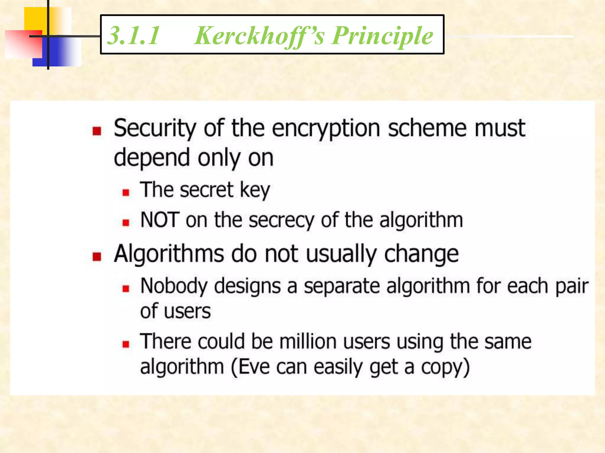 3.1.1 Kerckhoff’s Principle
 