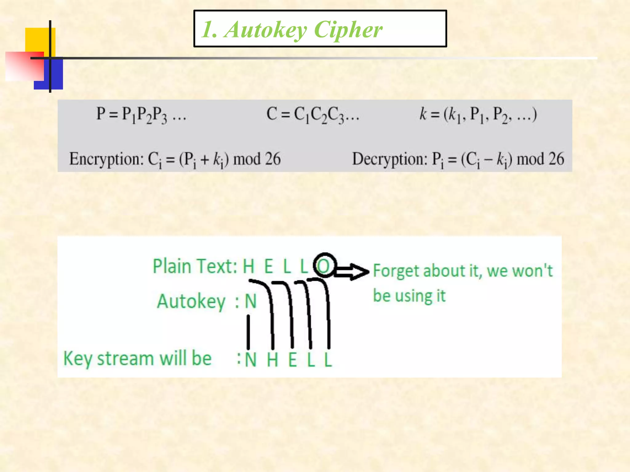 1. Autokey Cipher
 
