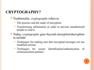 cryptography ppt.pptx this ppt consists of cryptography basics | PPTX
