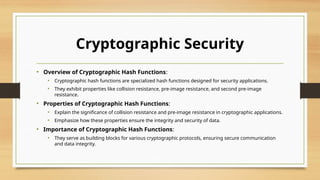 cryptography hash functions in detail view | PPTX