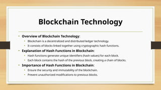 cryptography hash functions in detail view | PPTX
