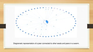 Diagramatic representation of a peer connected to other seeds and peers in a swarm. 
 
