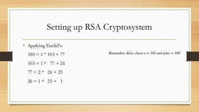 multiplicative mod inverse 7 26 of Cryptography rsa cryptosystem using